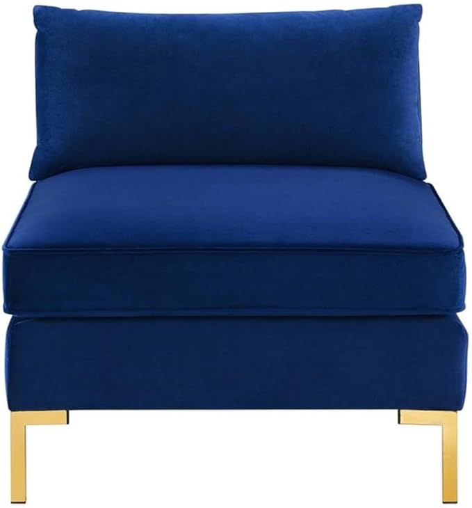 Modway Ardent Modern Performance Velvet Armless Chair in Navy/Gold
