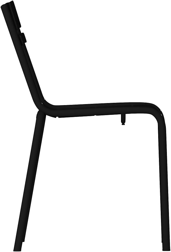 Flash Furniture Nash Commercial Grade Steel Stack Chair, Indoor-Outdoor Armless Chair with 2 Slat Back, Set of 4, Black