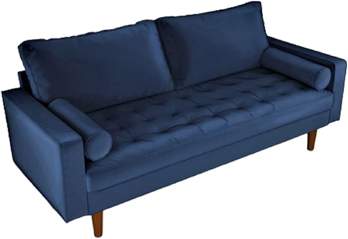Container Furniture Direct Womble Modern Velvet Upholstered Living Room Diamond Tufted Chesterfield with Gleaming Nailheads, Loveseat, Sofa, Misty Blue