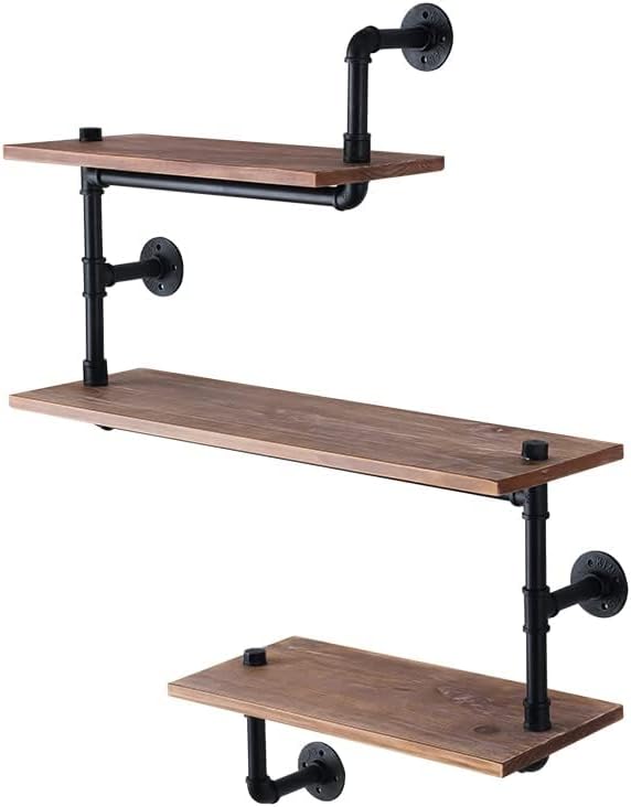 Industrial Heavy Duty DIY Pipe Shelf Shelves Steampunk Rustic Urban Bookshelf Real Wood Bookshelves and bookcases1