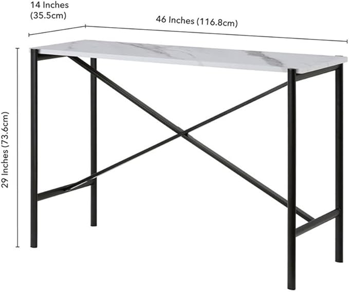 Braxton 46'' Wide Rectangular Console Table with Faux Marble Top in Blackened Bronze