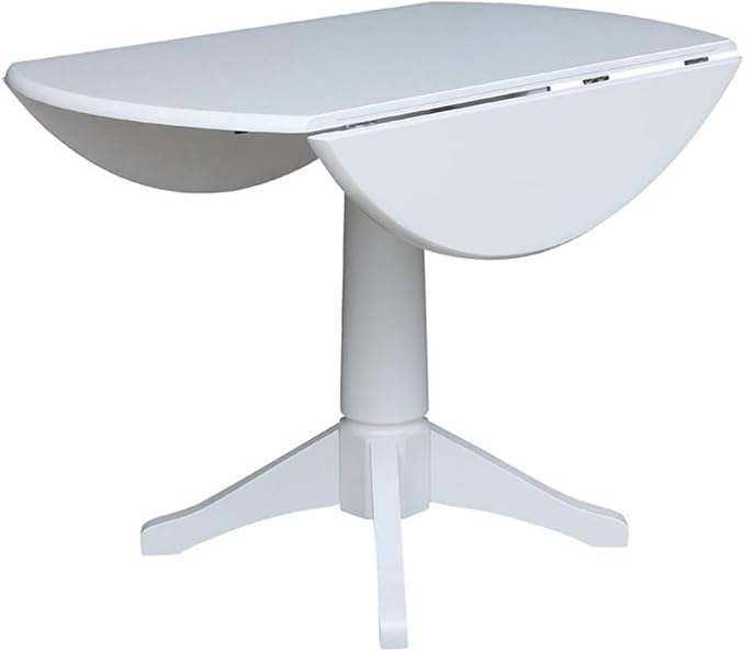 International Concepts 42 in Round Dual Drop Leaf Pedestal Table-30.3"H Dining Table, White