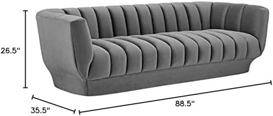 Modway Sofa Entertain Vertical Channel Tufted Performance Velvet Couch in Gray