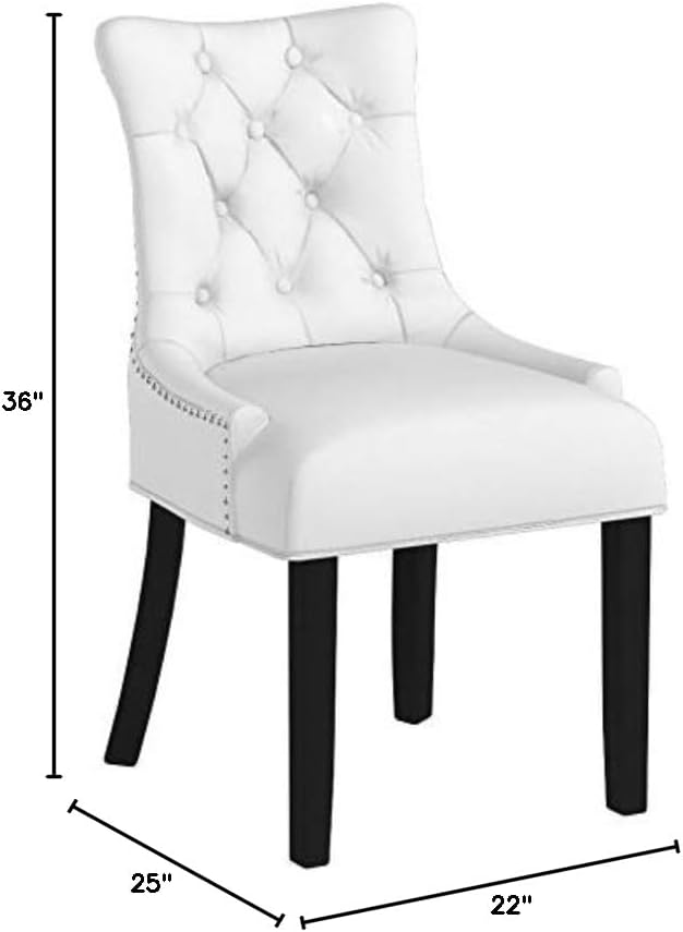 Modway MO- Regent Modern Tufted Faux Leather Upholstered with Nailhead Trim, Dining Chair, White
