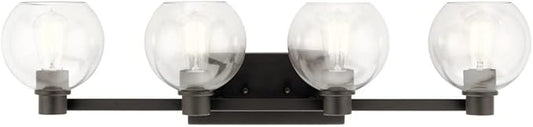 Kichler Harmony 33.5" Vanity Light in Brushed Nickel, 3-Light Traditional Bathroom Vanity with Clear Glass, (33.5" W x 8.25" H), 45895NI