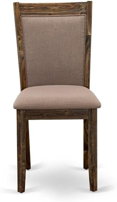 East West Furniture MZC7T48 Monza Parson Dining Chairs - Coffee Linen Fabric Padded Chairs, Set of 2, Distressed Jacobean
