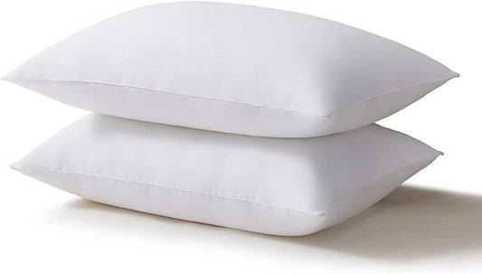 Acanva Bed Pillows for Sleeping 2 Pack, Alternative Microfiber Filled, Natural Cover Skin-Friendly, Soft and Supportive for Side Back Sleepers, Queen Size(Pack of 2), White 2 Count