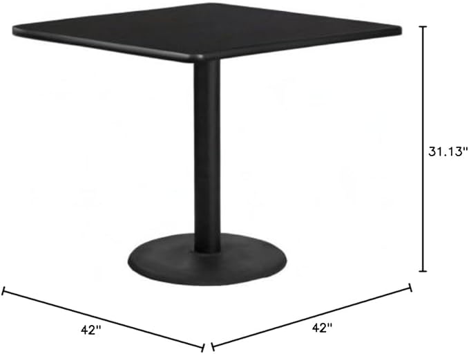Flash Furniture Stiles 42'' Square Black Laminate Table Top with 24'' Round Table Height Base