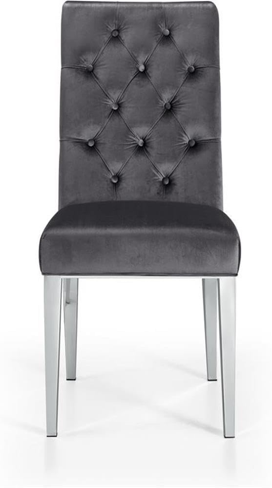 Meridian Furniture Juno 19.5" H Velvet Dining Chair in Gray (Set of 2)
