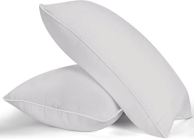 MZOIMZO Bed Pillows for Sleeping- King Size, Set of 2, Cooling Hotel Quality with Premium Soft Down Alternative Fill for Back, Stomach or Side Sleepers, Light Grey