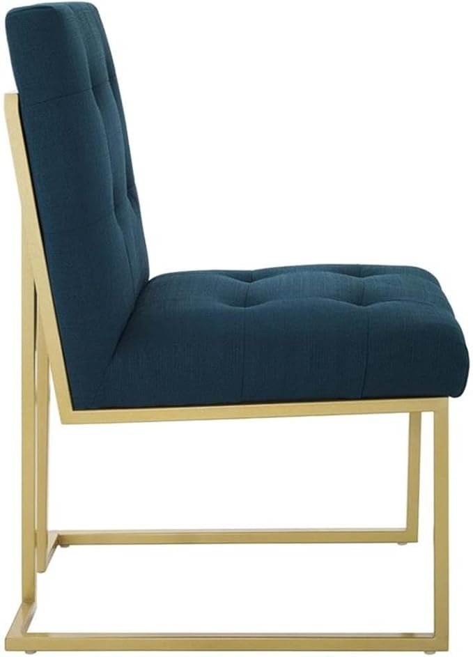 Modway Privy Upholstered Gold Stainless Steel Dining Chair in Gold Azure