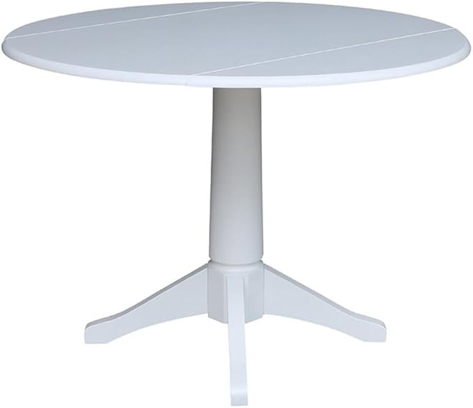 International Concepts 42 in Round Dual Drop Leaf Pedestal Table-30.3"H Dining Table, White