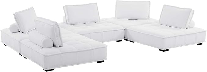 Modway Saunter, 5-Piece Sectional Sofa, White