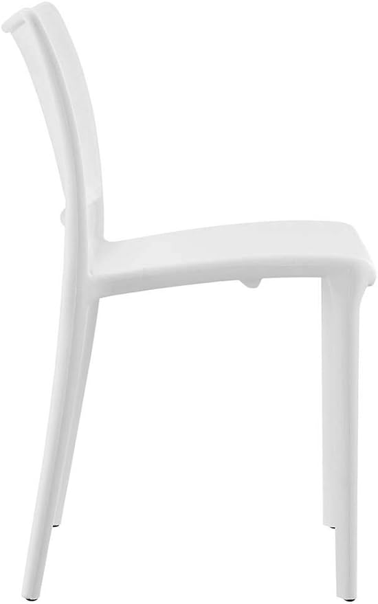 Modway Hipster Contemporary Modern Molded Plastic Stacking Four Dining Chairs in White