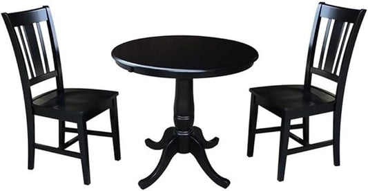 IC INTERNATIONAL CONCEPTS 36" Round Extension Dining Table with 2 San Remo Chairs