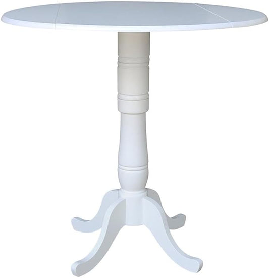 International Concepts 42 in Round Dual Drop Leaf Pedestal Table-41.5"H Dining Table, White