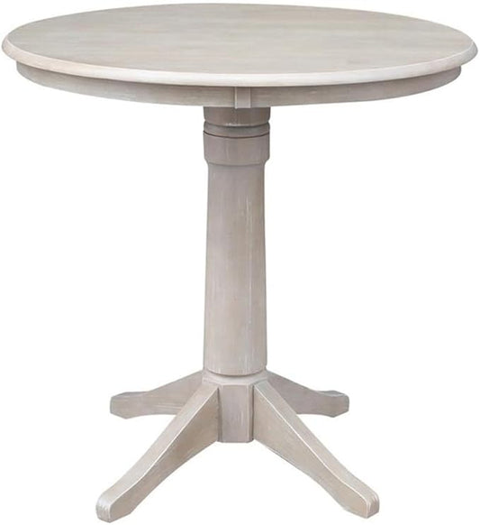 International Concepts 36" Round Top Pedestal Table-34.9" H, Washed Gray Taupe