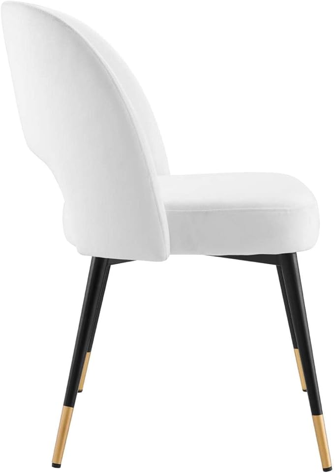Modway Rouse Performance Velvet Dining Side Chair in White 23 x 20 x 32