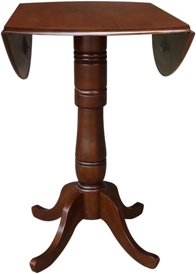 IC INTERNATIONAL CONCEPTS 42" Round Dual Drop Leaf Pedestal Table - 41.5" H Espresso