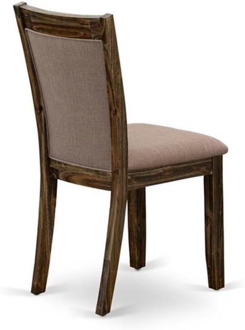 East West Furniture MZC7T48 Monza Parson Dining Chairs - Coffee Linen Fabric Padded Chairs, Set of 2, Distressed Jacobean