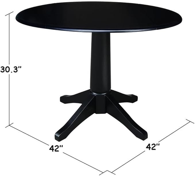 IC INTERNATIONAL CONCEPTS 42" Round Dual Drop Leaf Pedestal Table 30.3" H