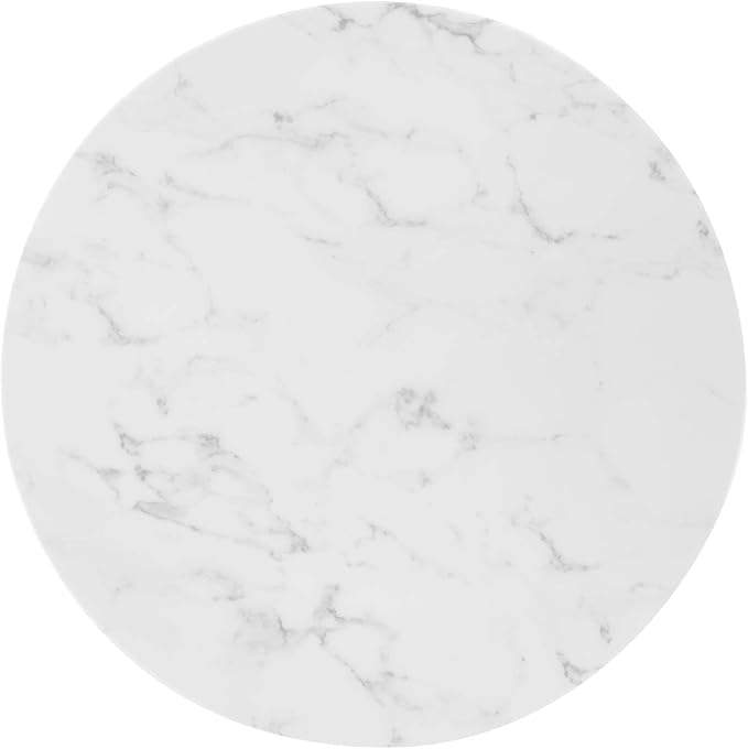 Modway Verne Round Artificial Marble 28" Dining Table in Gold White