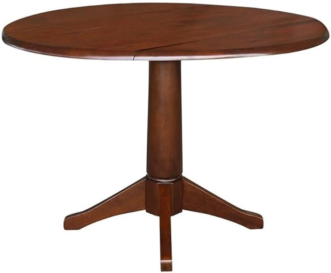 IC INTERNATIONAL CONCEPTS 42" Round Dual Drop Leaf Pedestal Table - 30.3" H Espresso