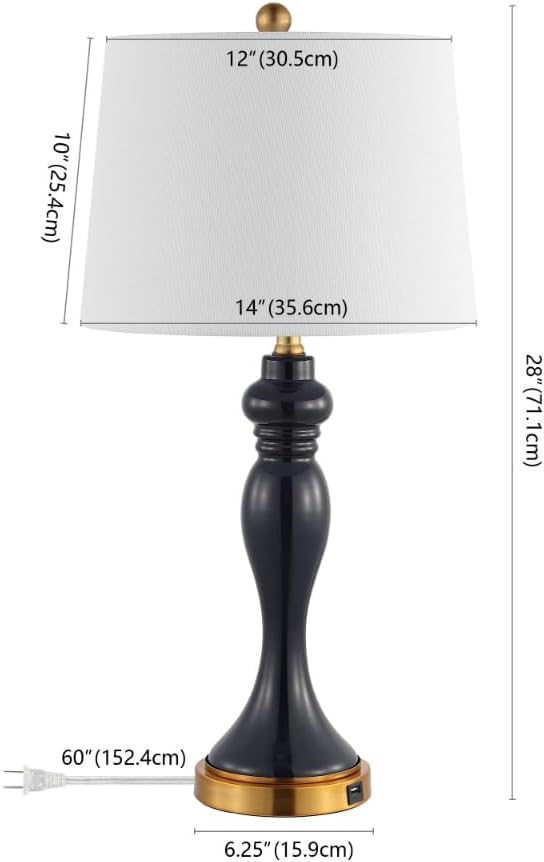 SAFAVIEH Lighting Collection Cayson Modern Contemporary Navy / Gold 29-inch Bedroom Living Room Home Office Desk Nightstand Table Lamp (LED Bulb Included)