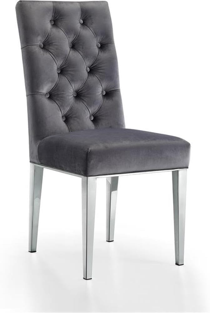 Meridian Furniture Juno 19.5" H Velvet Dining Chair in Gray (Set of 2)