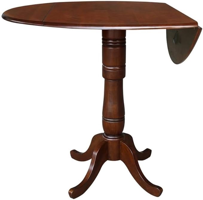 IC INTERNATIONAL CONCEPTS 42" Round Dual Drop Leaf Pedestal Table - 41.5" H Espresso