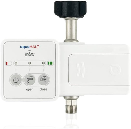 FLIP Smart Home Water Toilet Leak Detector Alarm and Automatic Shut Off Valve - Water Sensor Alarm Shut Off Tool - Easy Installation - Battery Operated - Protect Your Home from Water Damage