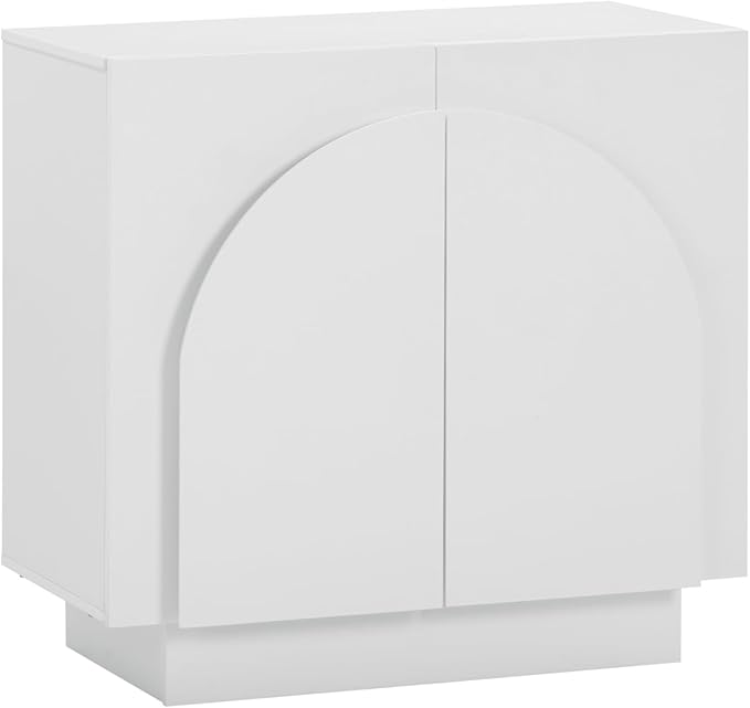 Nathan James Iris Mid-Century Modern White Wood Credenza with Arched Cabinet Doors for Living Room