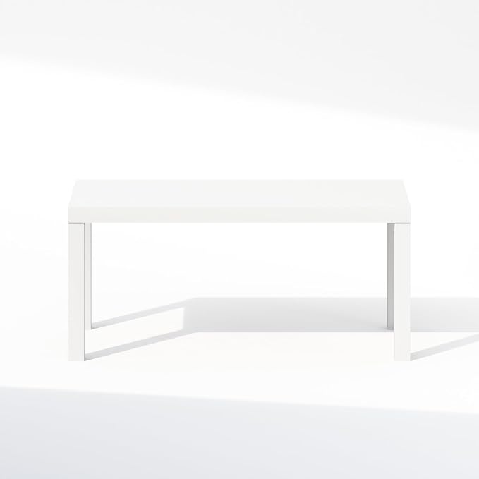 Furinno Simplistic TV Stand, Modern Entertainment Center, Triple Thick TV Table, TV Console for TV up to 40 Inch, for Living Room, Bedroom, White