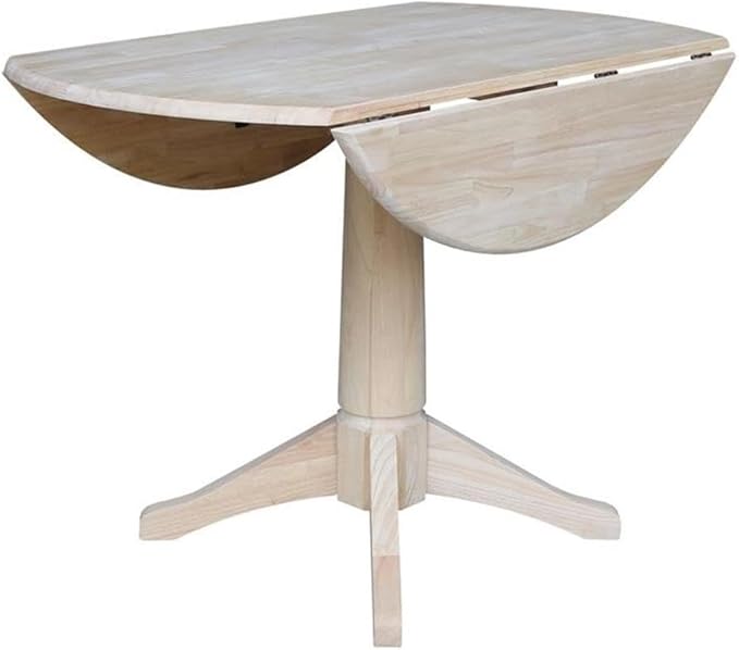 IC INTERNATIONAL CONCEPTS 42" Round Solid Wood Dual Drop Leaf Pedestal Table - Unfinished