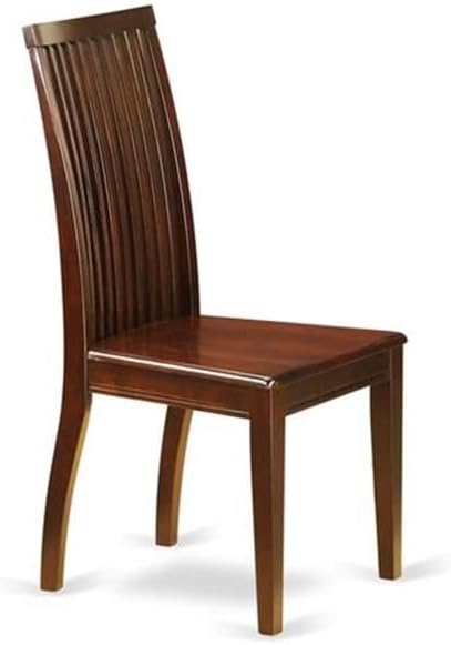 East West Furniture IPC-MAH-W Ipswich Kitchen Dining Chairs - Slat Back Wooden Seat Chairs, Set of 2, Mahogany