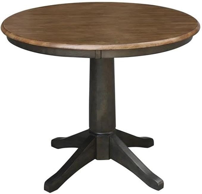 IC INTERNATIONAL CONCEPTS 36 in. Wood Dining Table with 2 Madrid Ladderback Chairs in Hickory/Washed Coal
