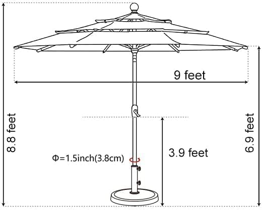 EliteShade USA 10-Year-Non-Fading 9ft 3-Tier Market Patio Umbrella, Commercial Grade Outdoor Table Umbrella with Crank Open, Windproof & UPF 50+ UV Protection, Heavy Duty Ventilation for Garden, Deck, Pool, Backyard, Beach & Bistro, Taupe