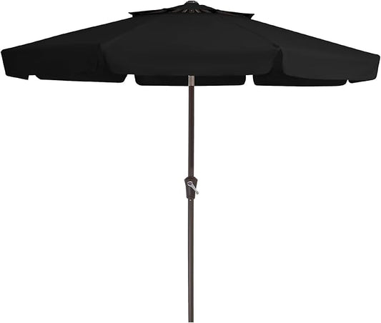 JEAREY 9' 2-Tiers Patio Umbrellas Outdoor Market Table Umbrella w/Push Button Tilt/Crank, 8 Sturdy Ribs, UV Protection Waterproof Sunproof(Black)