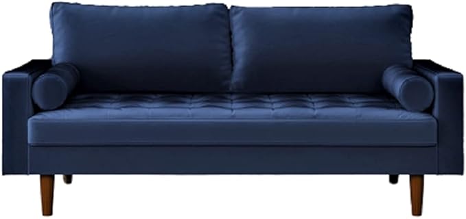 Container Furniture Direct Womble Modern Velvet Upholstered Living Room Diamond Tufted Chesterfield with Gleaming Nailheads, Loveseat, Sofa, Misty Blue