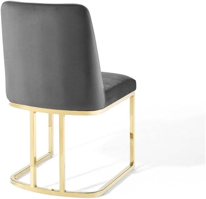 Modway Amplify Sled Base Performance Velvet Dining Side Chair - Set of 2 in Gold Gray