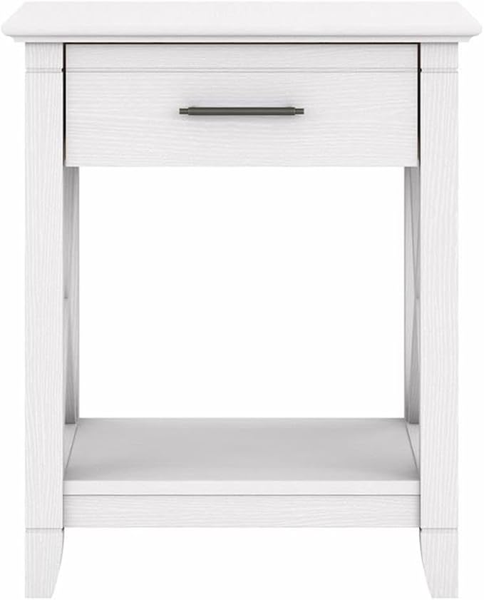 Bush Home Key West Nightstand with Drawer in Pure White Oak