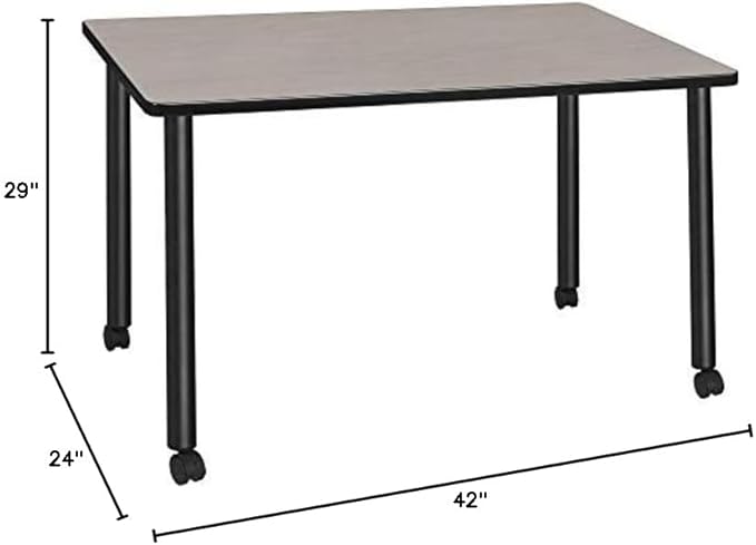 Regency Kee 42 x 24 in. Mobile Training Seminar Table- Maple Top, Black Legs
