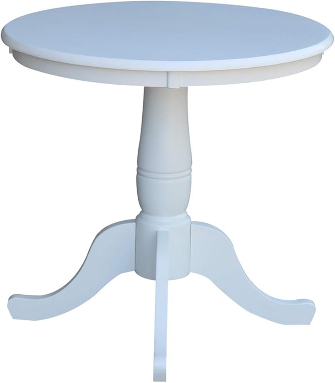 IC INTERNATIONAL CONCEPTS 30" Round Top Pedestal Wood Table with 2 Dining Chairs in White