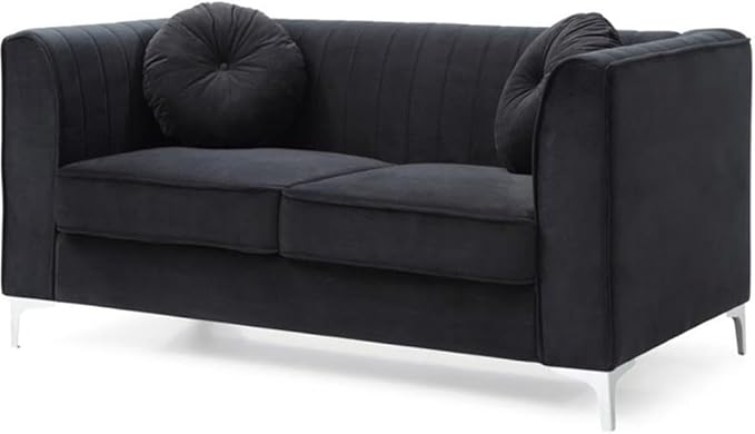 Glory Furniture Delray Velvet Loveseat in Black