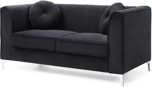 Glory Furniture Delray Velvet Loveseat in Black