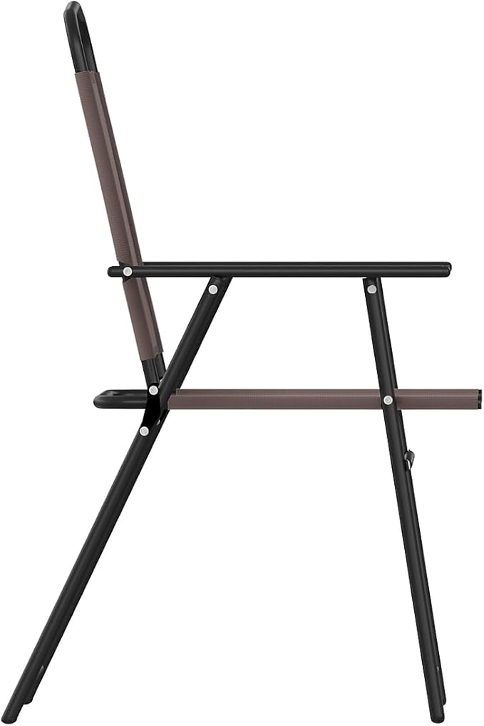 Flash Furniture Mystic Folding Patio Sling Chairs, Outdoor Textilene Lawn Chairs with Armrests, Set of 4, Brown