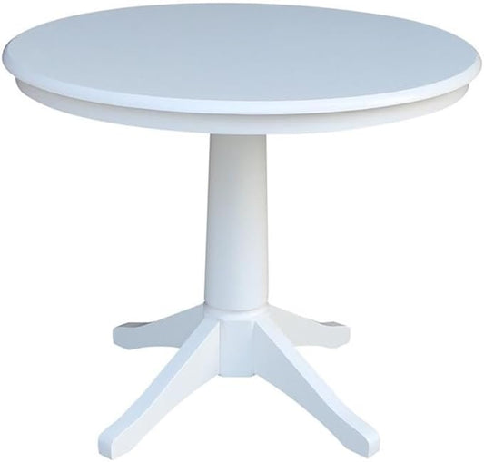 International Concepts 36" Round Top Pedestal Table-28.9" H, White