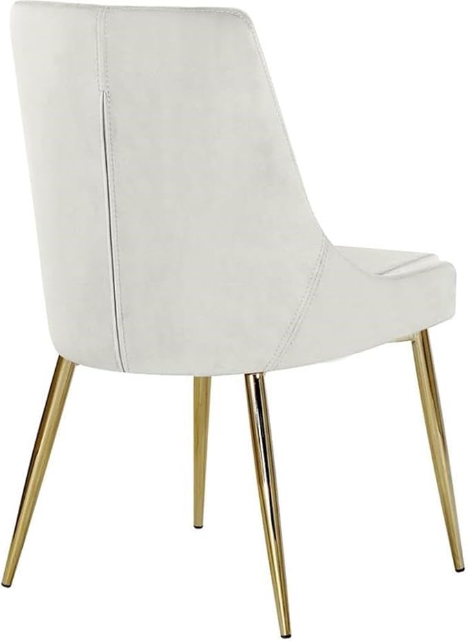 Meridian Furniture Karina Collection Modern | Contemporary Velvet Upholstered Dining Chair with Sturdy Metal Legs, Set of 2, 19.5" W x 21.5" D x 33.5" H, Cream