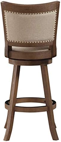 Boraam Melrose Ivory Fabric Wood Swivel Bar Stool - Driftwood Wire-Brush