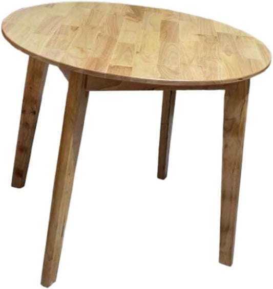 34.7" Solid Wood Round Dining Table, Rubberwood, Easy to Assemble, Multi-Use for Dining & Office Meetings, Natural Finish